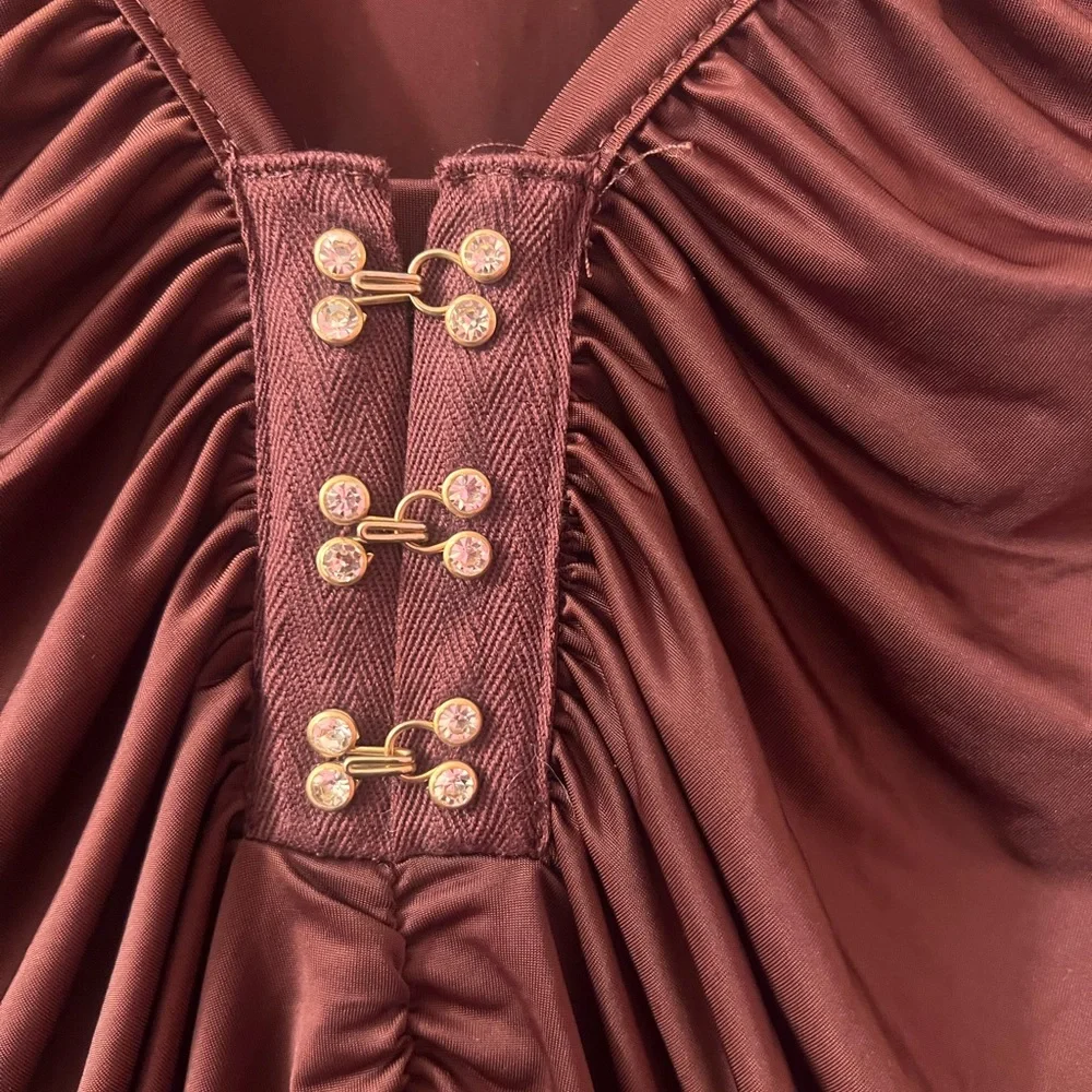 Cache Deep Brown Ruched Blouse - Picture 2 of 4